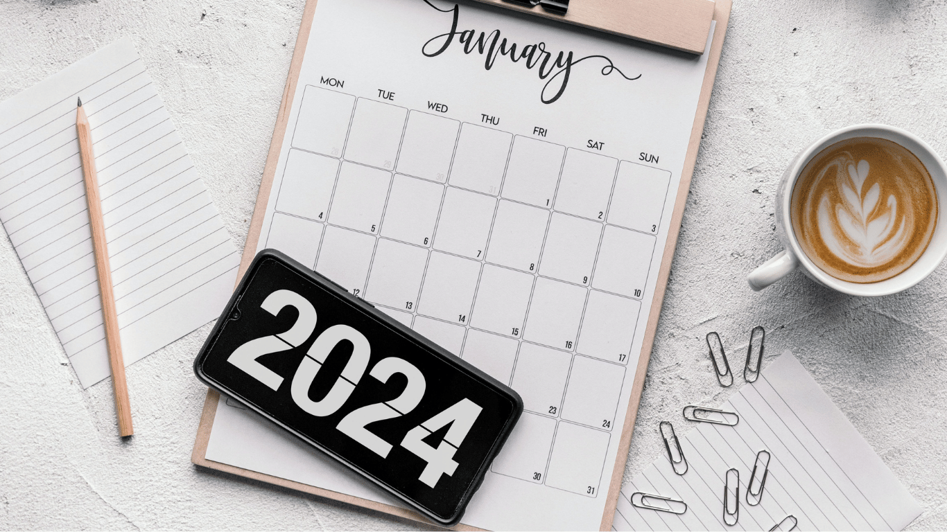 numérologie 2024 calcul (photo d'un calendrier indiquant 2024 et january